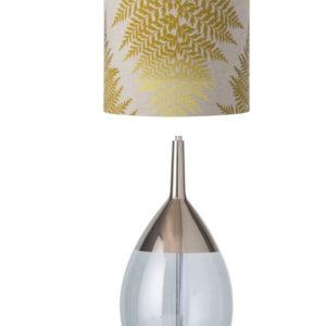 Lute-Tischlampe-base-green-topaz-blue-platinum-leaves-graphic-ochre