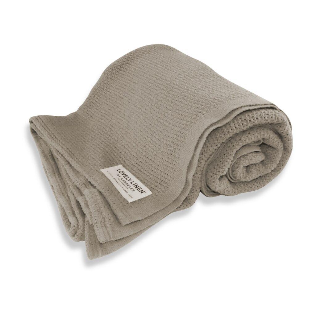 Warme Wolldecke von lovely Linen in stone