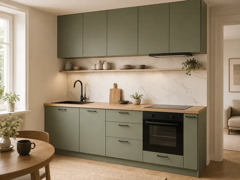 Platzhalter – moderne Küche mit salbeigrünen Fronten